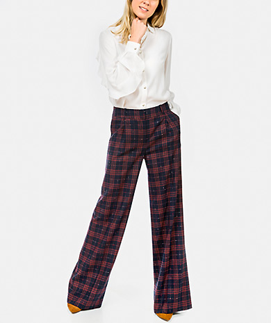 calças xadrez mulher